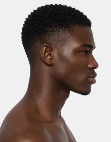 AI beauty portrait of the same Black male model in profile