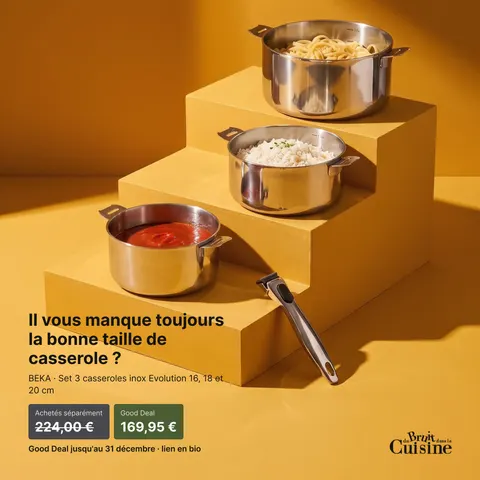 Good Deal cookware offer ad for Du Bruit Dans La Cuisine, 1:1 format