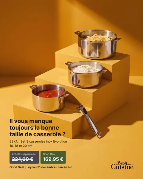 Good Deal cookware offer ad for Du Bruit Dans La Cuisine, 4:5 format